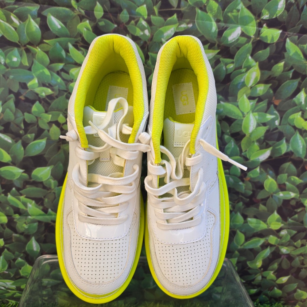 UGG CA805 Sulfur White Neon Yellow Leather Sneakers 1114262 Mens 12 - Picture 3 of 12